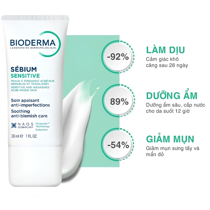 Kem Dưỡng Ẩm Bioderma Dành Cho Da Mụn Sebium Sensitive 30ml (Mẫu Mới)