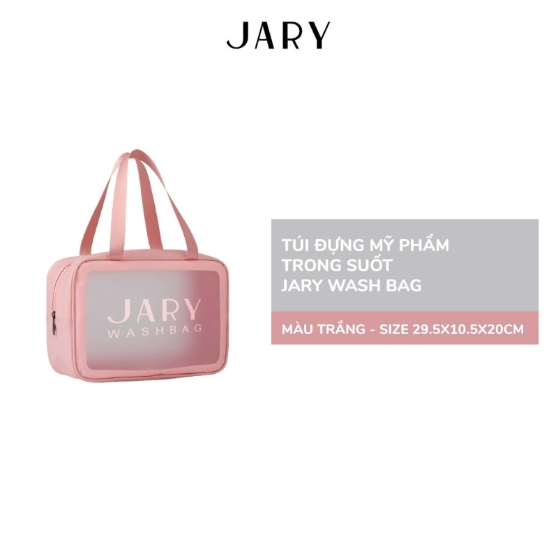 Túi Đựng Mỹ Phẩm Trong Suốt Jary Wash Bag - Size L (Hồng)