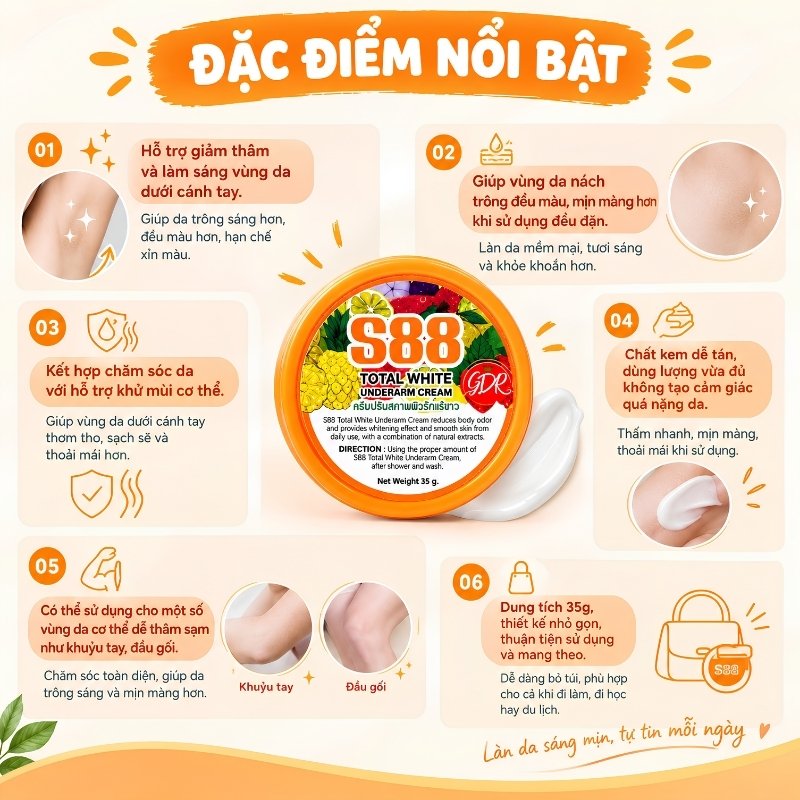 Kem Trị Thâm Nách S88 Total White Underarm Cream 35g