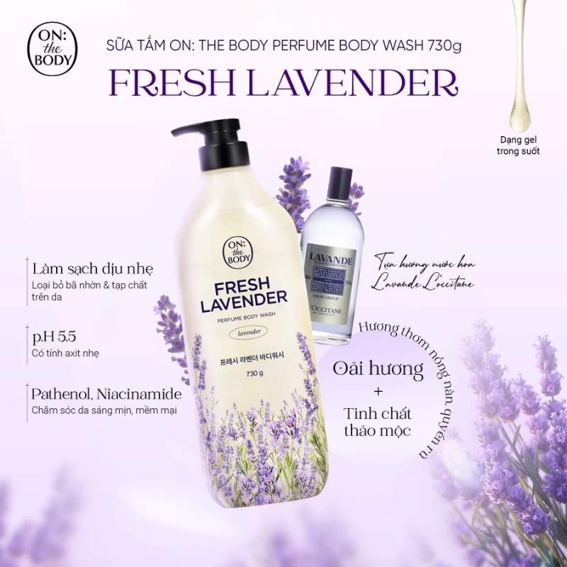 Sữa Tắm Hương Nước Hoa On: The Body Fresh Lavender Perfume Body Wash 730g