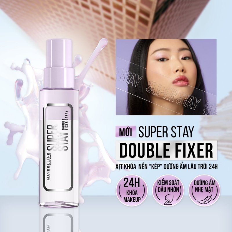 Xịt Khóa Dưỡng Ẩm Lâu Trôi Makeup Maybelline Superstay Double Fixer Spray 55ml