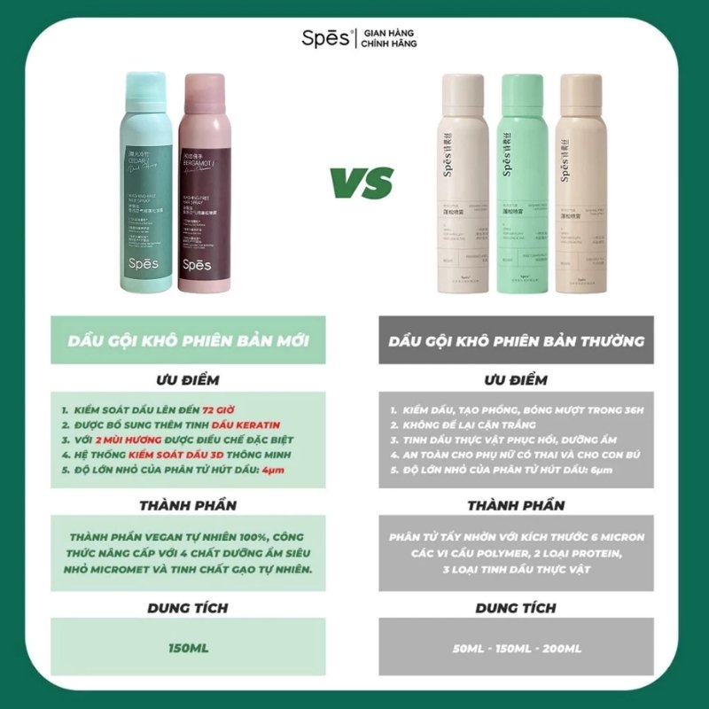 Dầu Gội Khô Spes Washing Free Hair Spray 72h 150ml (Mẫu Mới)