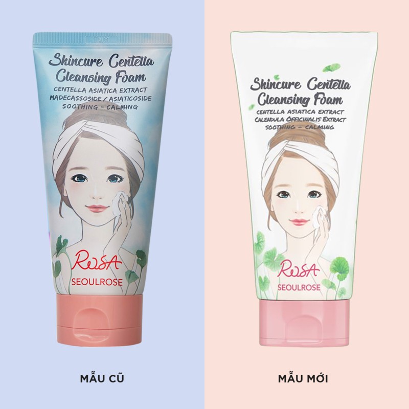 Sữa Rửa Mặt Rau Má Hoa Cúc SeoulRose Rosa Skincure Centella 120ml