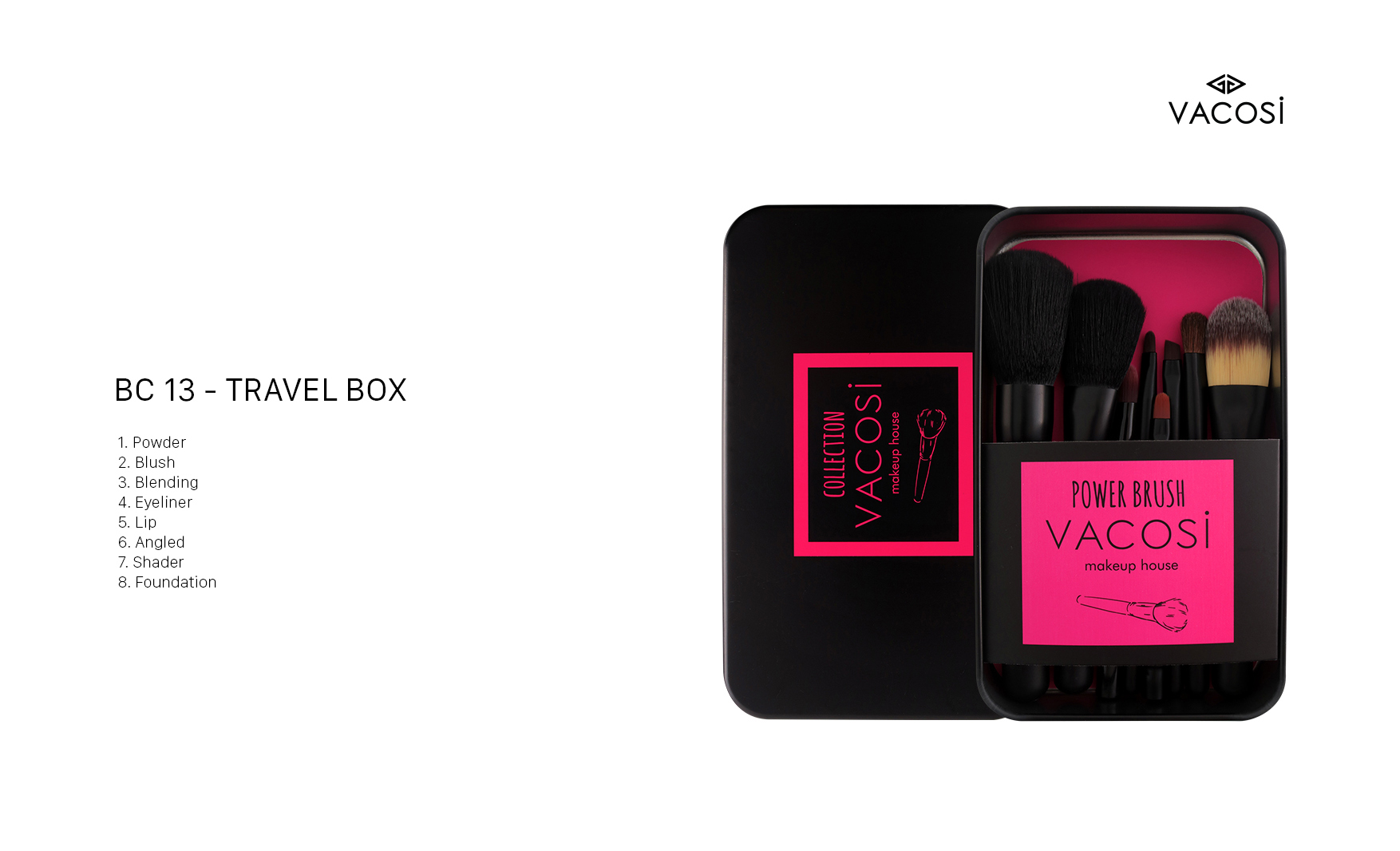 Bộ cọ trang điểm Vacosi 8 cây BC12