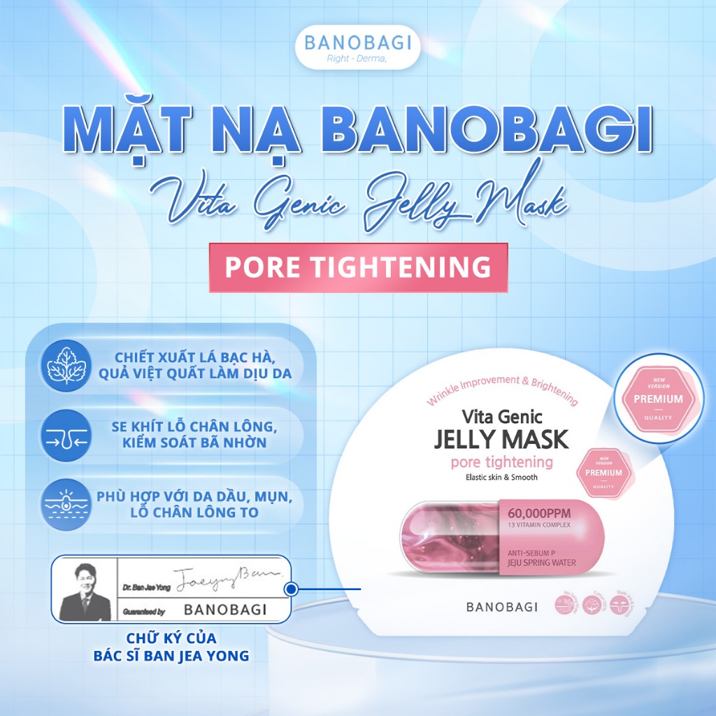 Mặt Nạ Giấy Banobagi Vita Genic Jelly Mask Cica Centella Complex (Mẫu Mới) - 60,000PPM