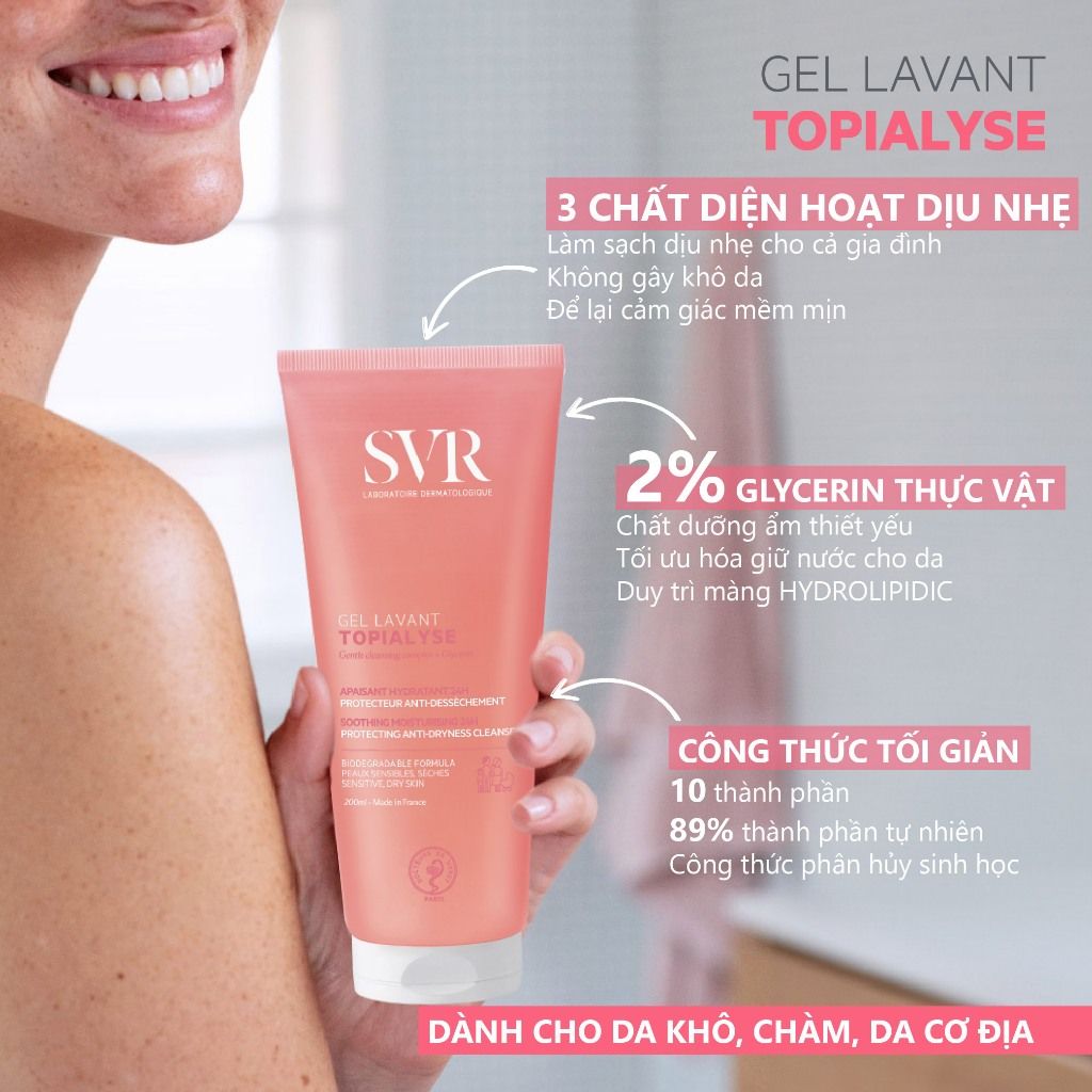 Gel Rửa Mặt Dành Cho Da Khô Và Da Nhạy Cảm SVR Gel Lavant Topialyse