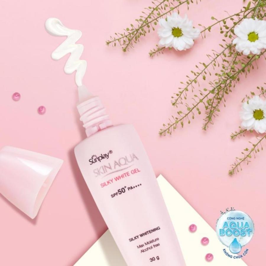 Gel Chống Nắng Sunplay Skin Aqua Silky White SPF50 30g (Hồng)