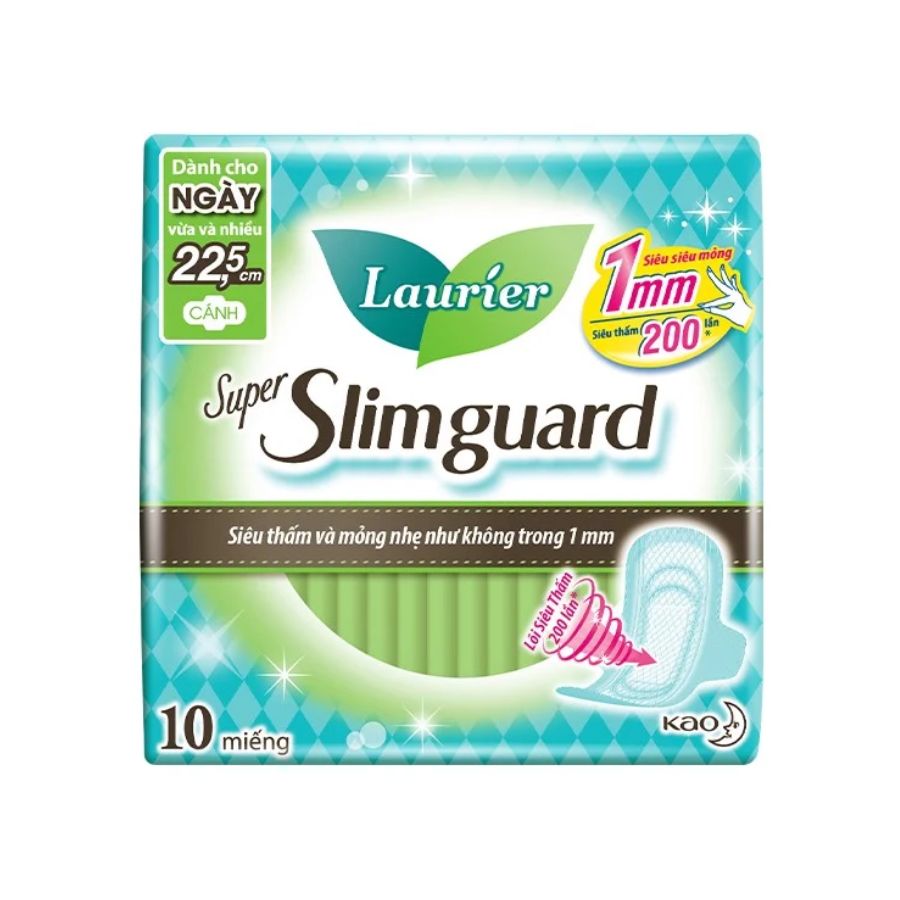 Băng Vệ Sinh Laurier Siêu Mỏng Mềm Mịn Super Slimguard 22,5cm Ban Ngày 10 Miếng