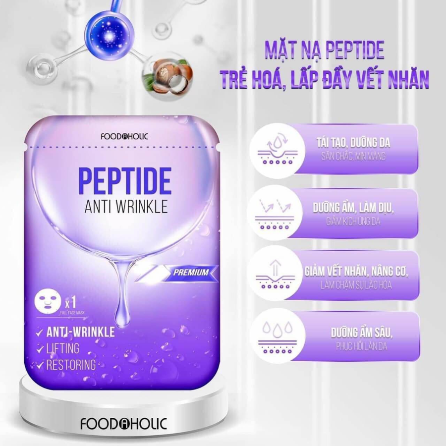 Mặt Nạ Foodaholic Trẻ Hóa, Mờ Nếp Nhăn Premium Peptide Anti Wrinkle