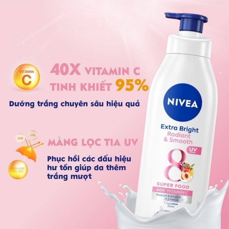 Sữa Dưỡng Thể Nivea Extra Bright Radiant & Smooth (Hồng)