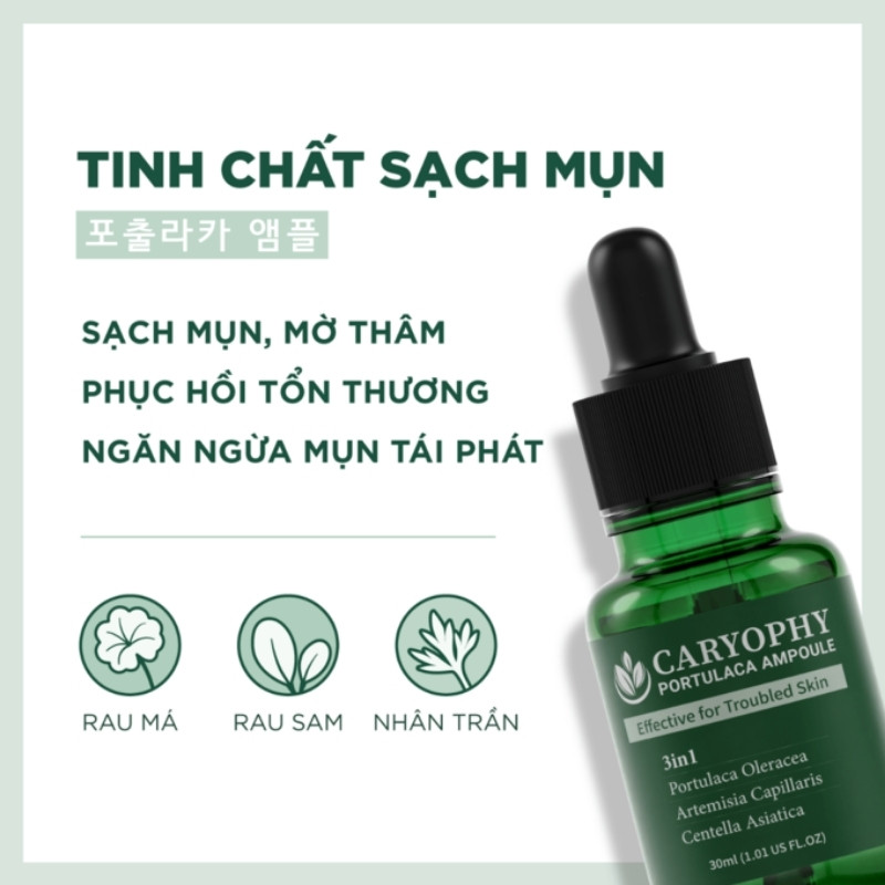 Tinh Chất Trị Mụn Caryophy Giảm Mụn Mờ Thâm Se Lỗ Chân Lông Portulaca Ampoule 30ml