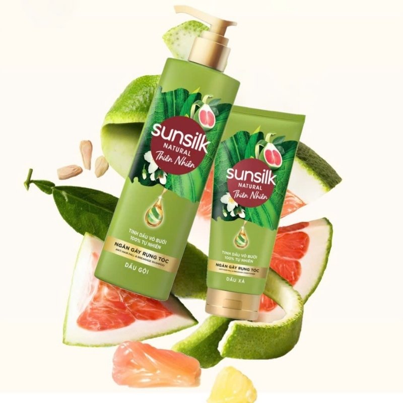 Dầu Gội Sunsilk Tinh Dầu Vỏ Bưởi Thiên Nhiên Ngăn Gãy Rụng Tóc Chai 380ml
