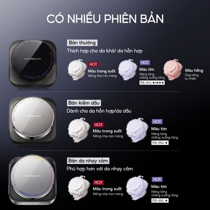 Phấn Phủ Carslan Soft Focus Make-Up Powder 8g (Vỏ Đen) (Nhập Khẩu)
