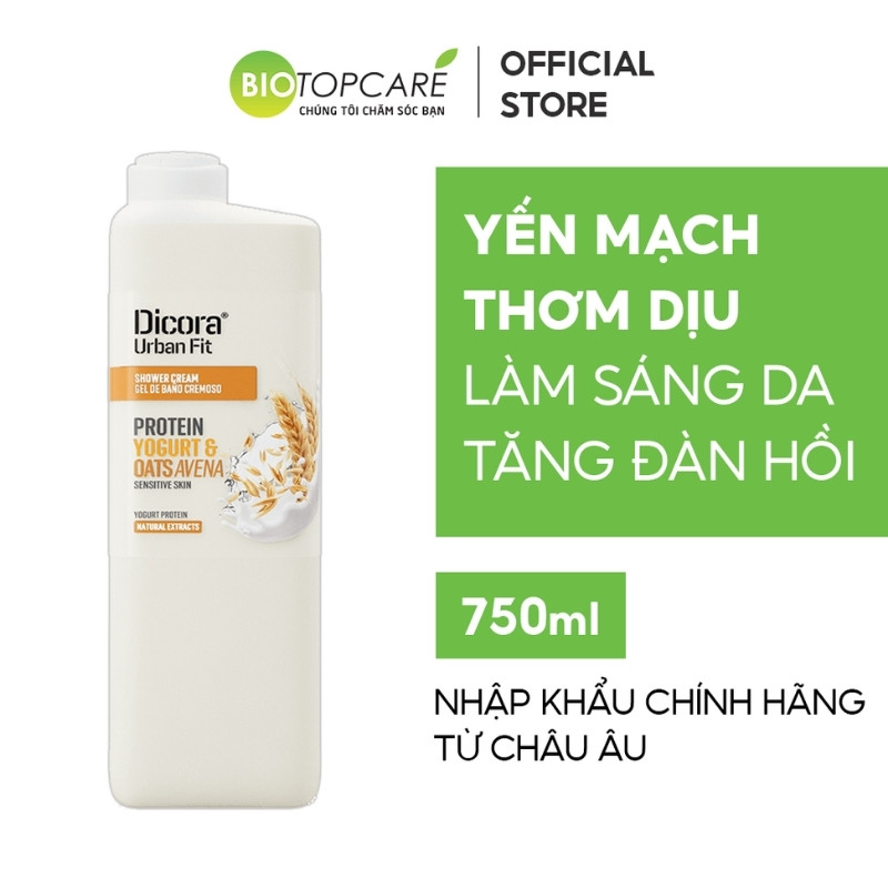 Sữa Tắm Dicora Urban Fit Yogurt Protein Natural Extracts Yogurt & Oat 750ml