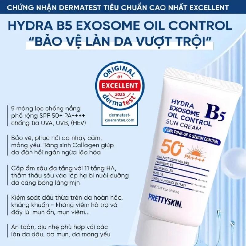 Kem Chống Nắng Pretty Skin Hydra B5 Exosome Oil Control Sun Cream SPF50+ 50ml
