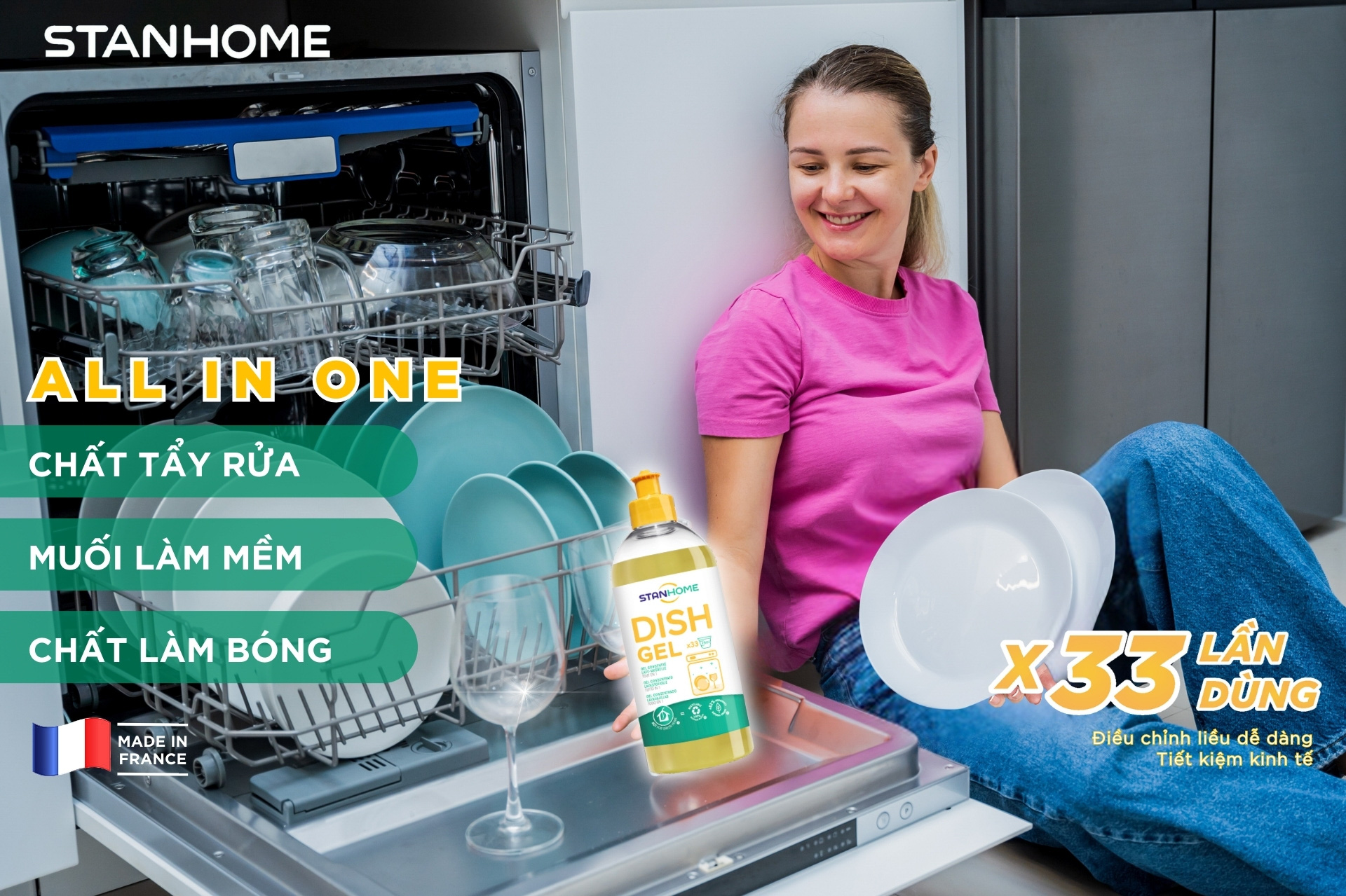 Gel rửa bát Stanhome Dish gel là lựa chọn tốt nhất cho máy rửa bát.