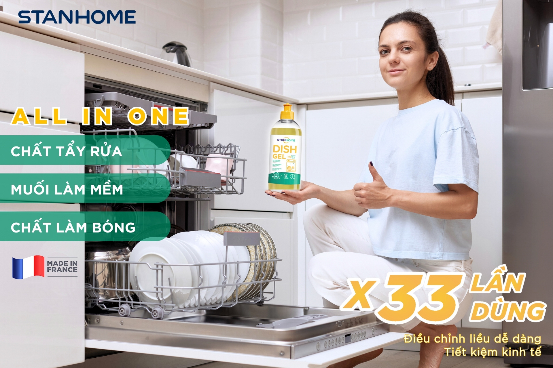 Gel rửa bát Stanhome Dish gel là lựa chọn tốt nhất cho máy rửa bát.