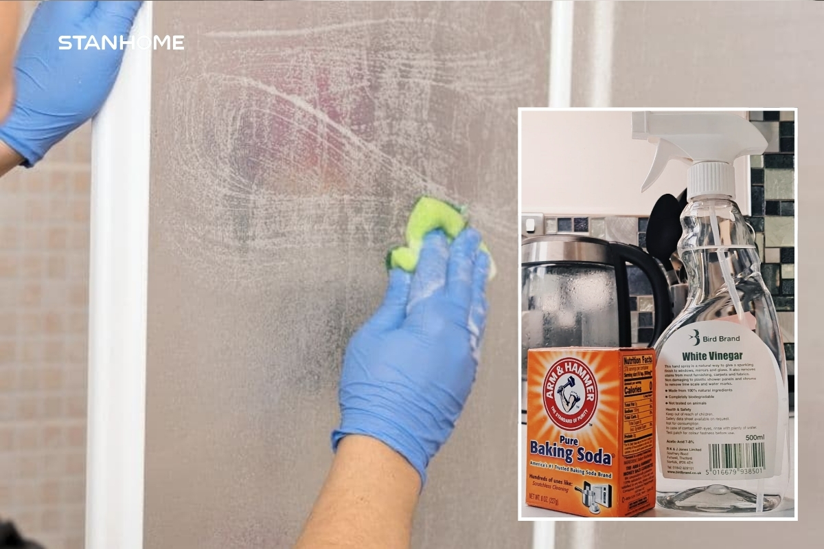 Có thể tẩy cặn canxi bằng giấm và baking soda