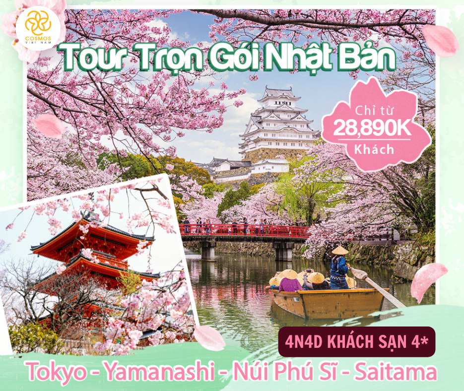 [HOA ANH ĐÀO- 4N4Đ] NHẬT BẢN: TOKYO - YAMANASHI - NÚI PHÚ SĨ - SAITAMA | BAY VIETJET