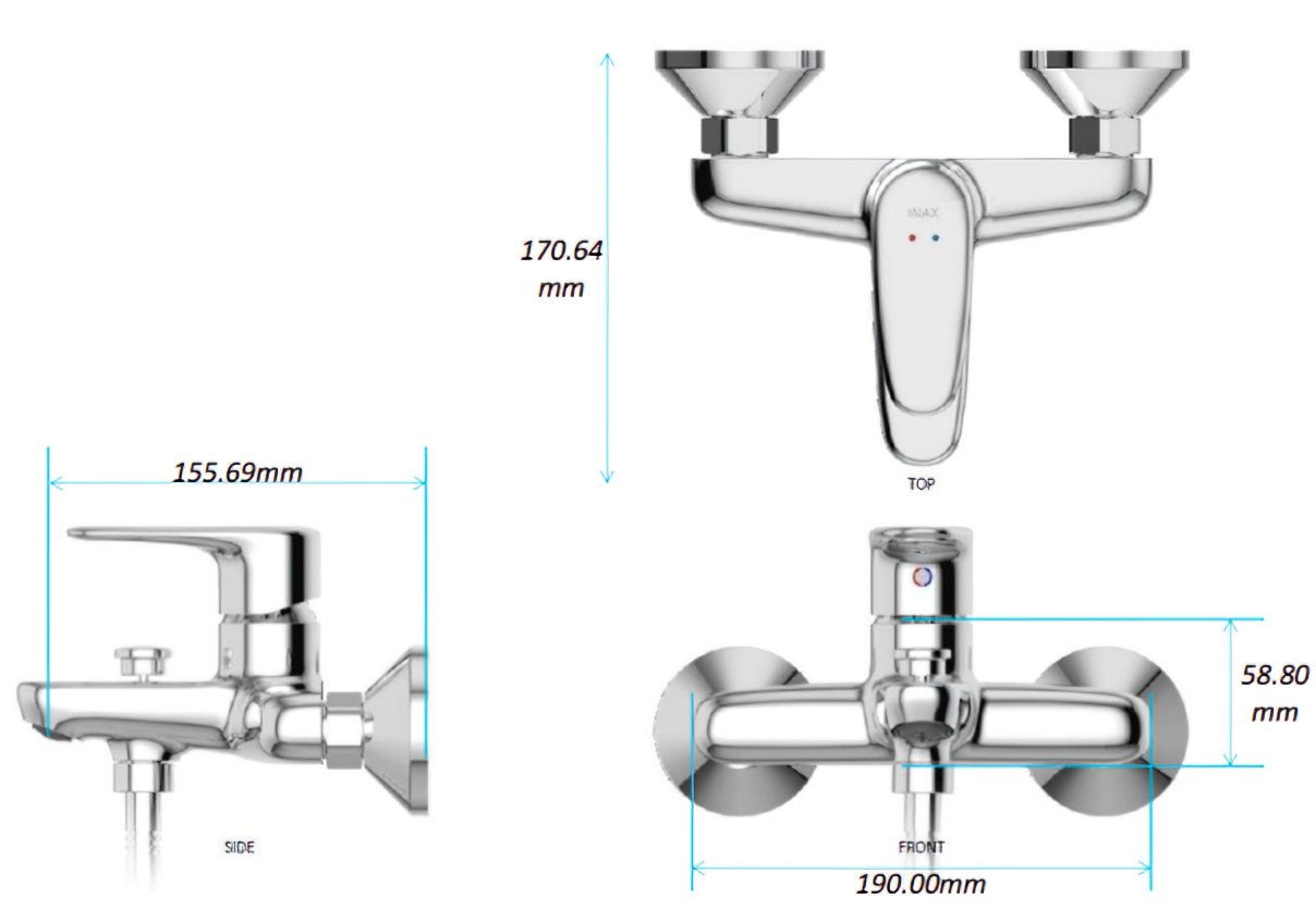 Vòi Sen Tắm Nóng Lạnh Inax BFV-1113S-4C Tay Sen Mạ
