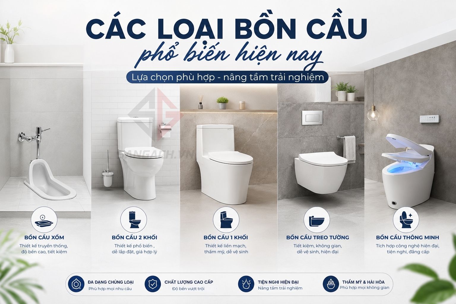 Tổng hợp các loại bồn cầu phổ biến trên thị trường hiện nay