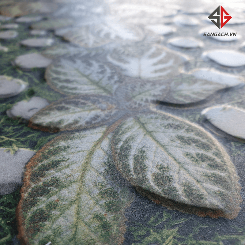 Bên mặt 3 D nổi gạch greenery 004, tăng độ nhám, chống tượt
