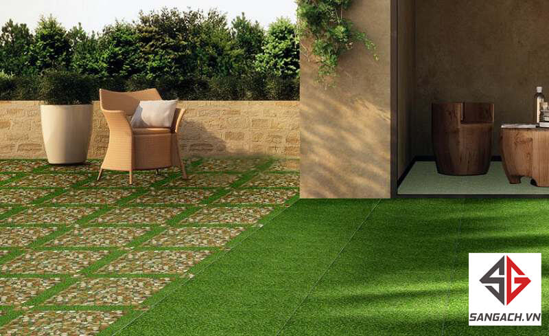 Phối cảnh gạch giả cỏ lát sân Đồng Tâm 4040 Greenery002