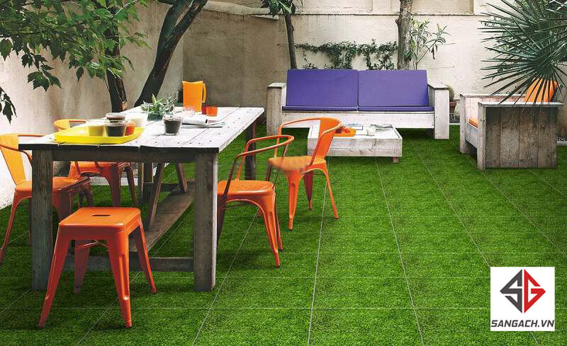 Phối cảnh gạch giả cỏ lát sân Đồng Tâm 4040 Greenery002