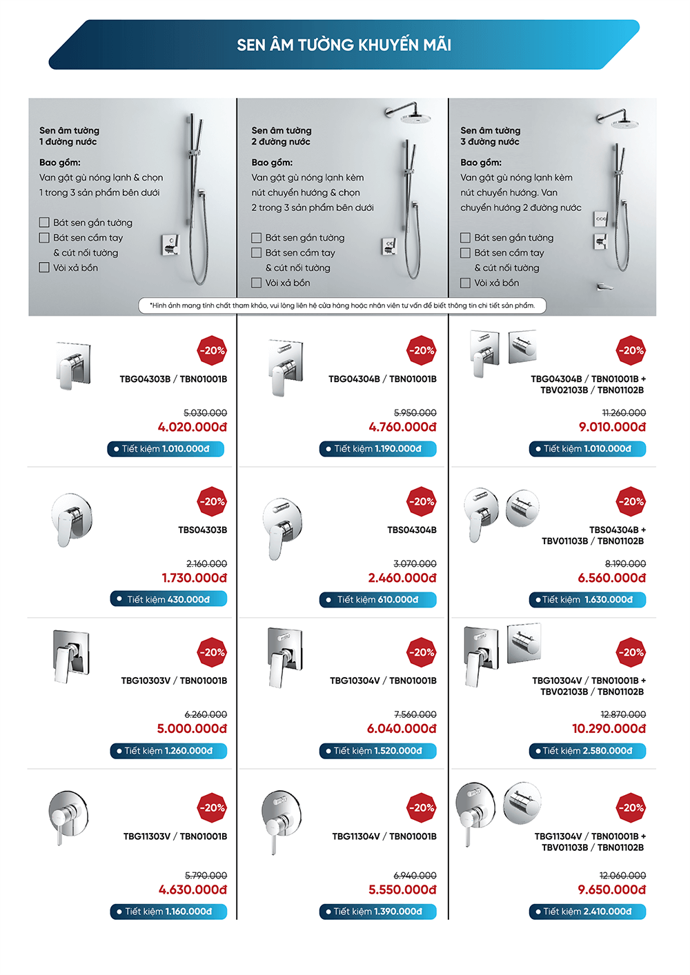 Bộ sen tắm âm tường Toto trong chương trình ưu đãi mùa đông