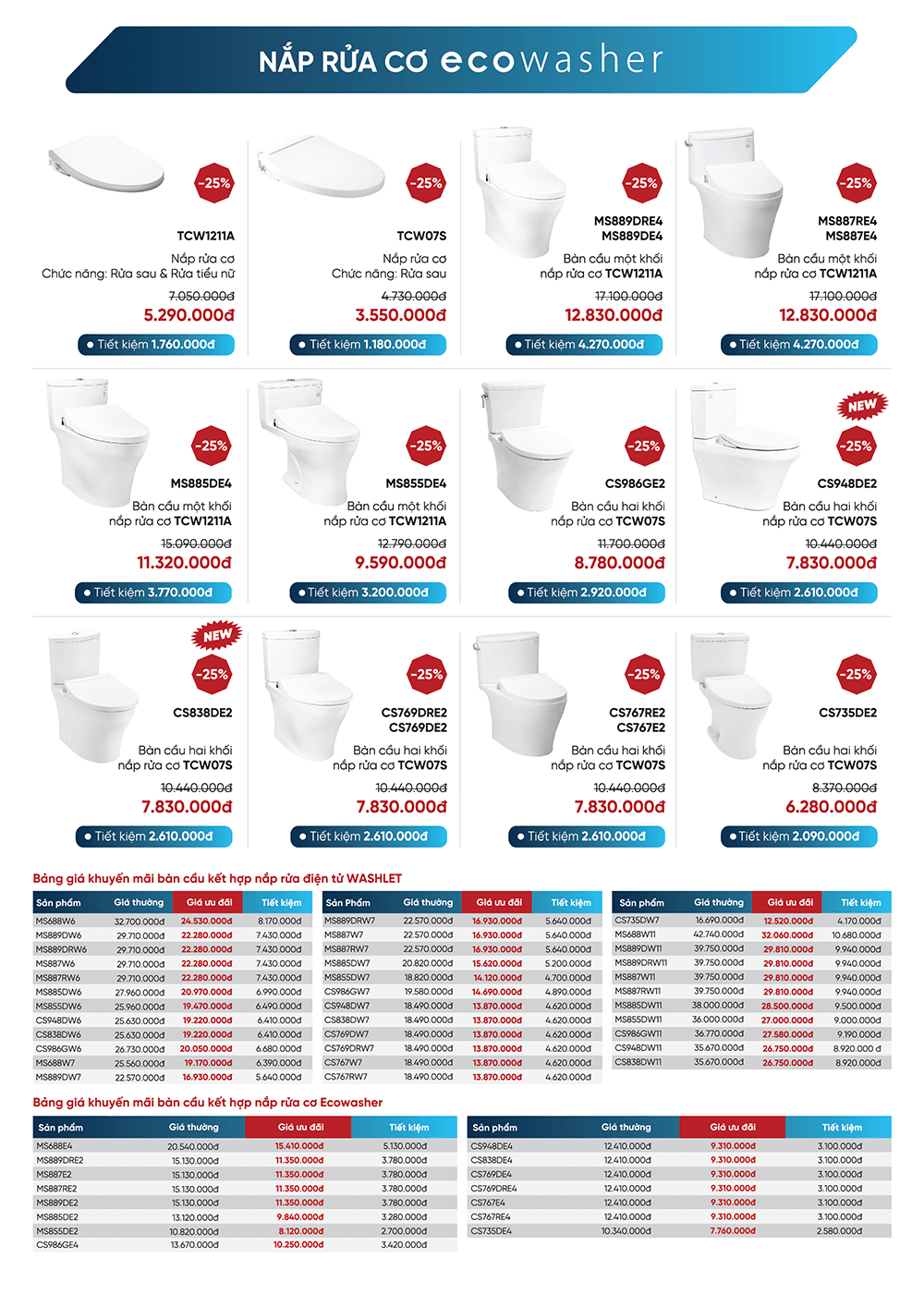 Khuyến mãi lên đến 25% dành cho bồn cầu TOTO kết hợp nắp rửa cơ