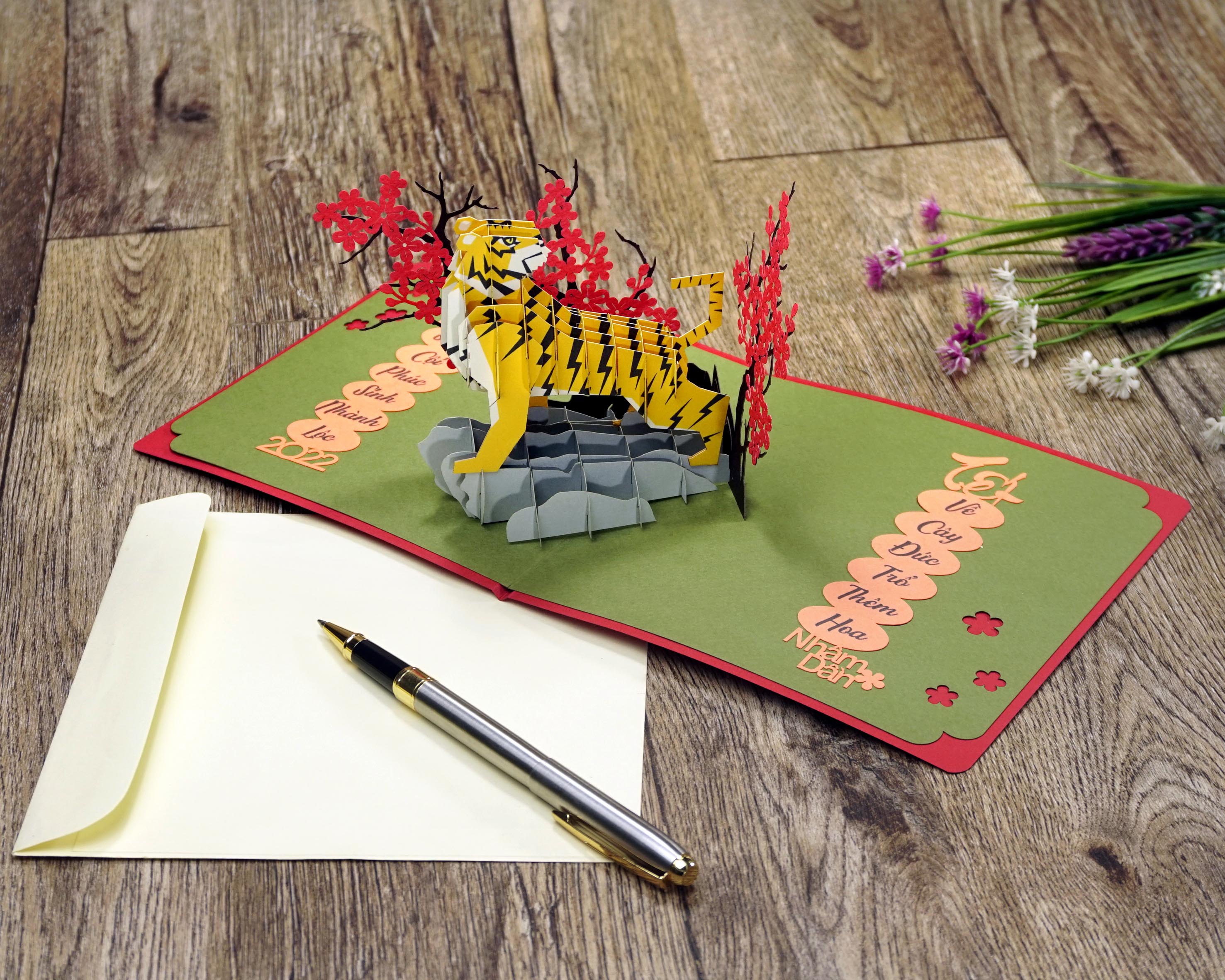 thiệp 3D chúc mừng năm mới 2022