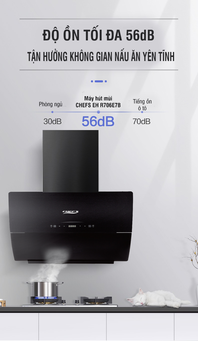 Độ ồn máy hút mùi Chefs EH R706E7B