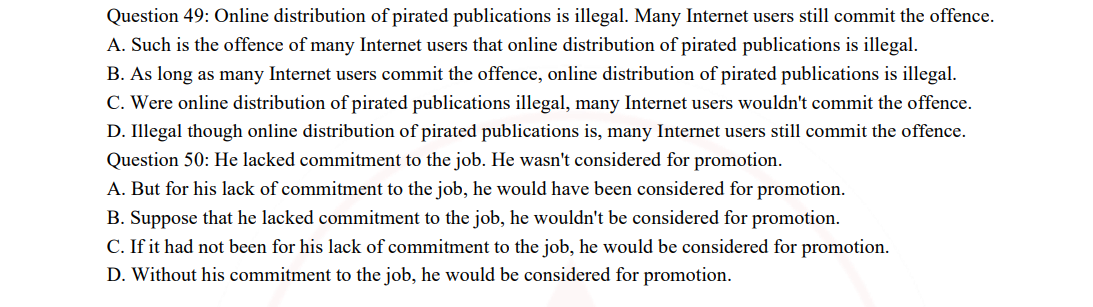 Dạng nối câu - đề 2021