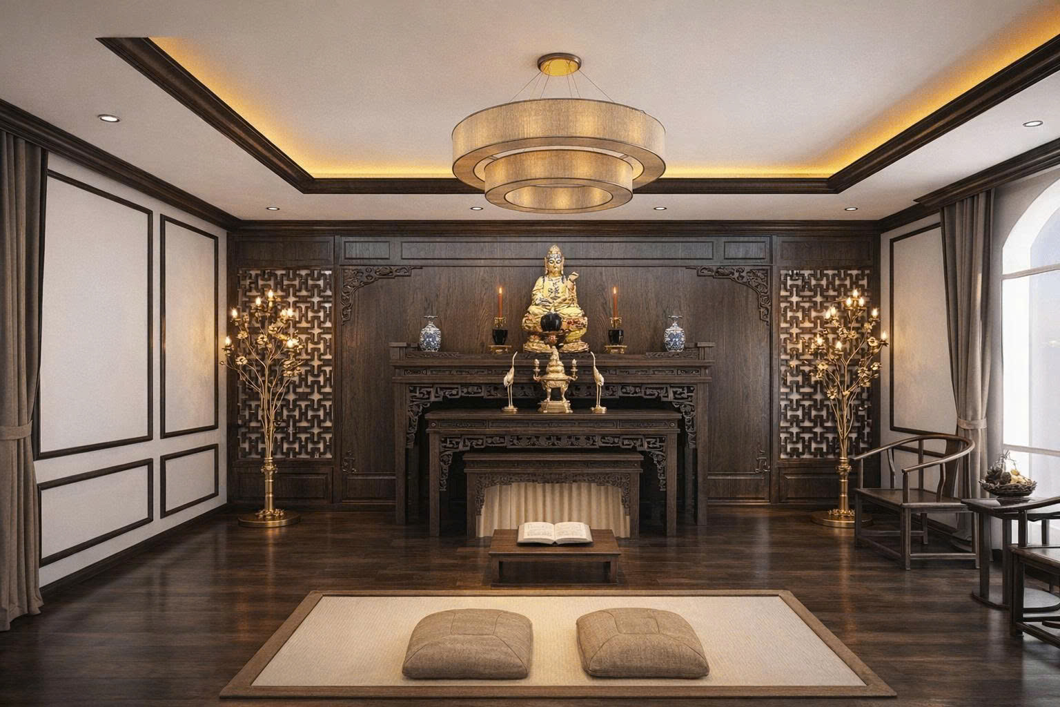 Đèn cây đứng trang trí phòng thờ