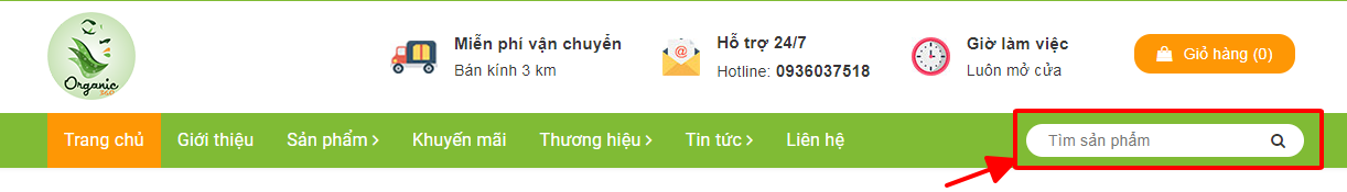 Tìm sản phẩm bạn cần trên thanh công cụ tìm kiếm