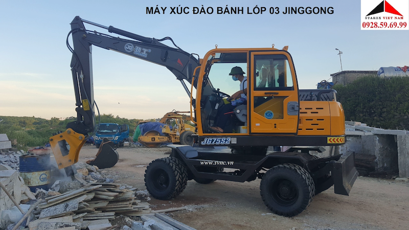 Máy xúc đào bánh lốp JINGGONG JG85S