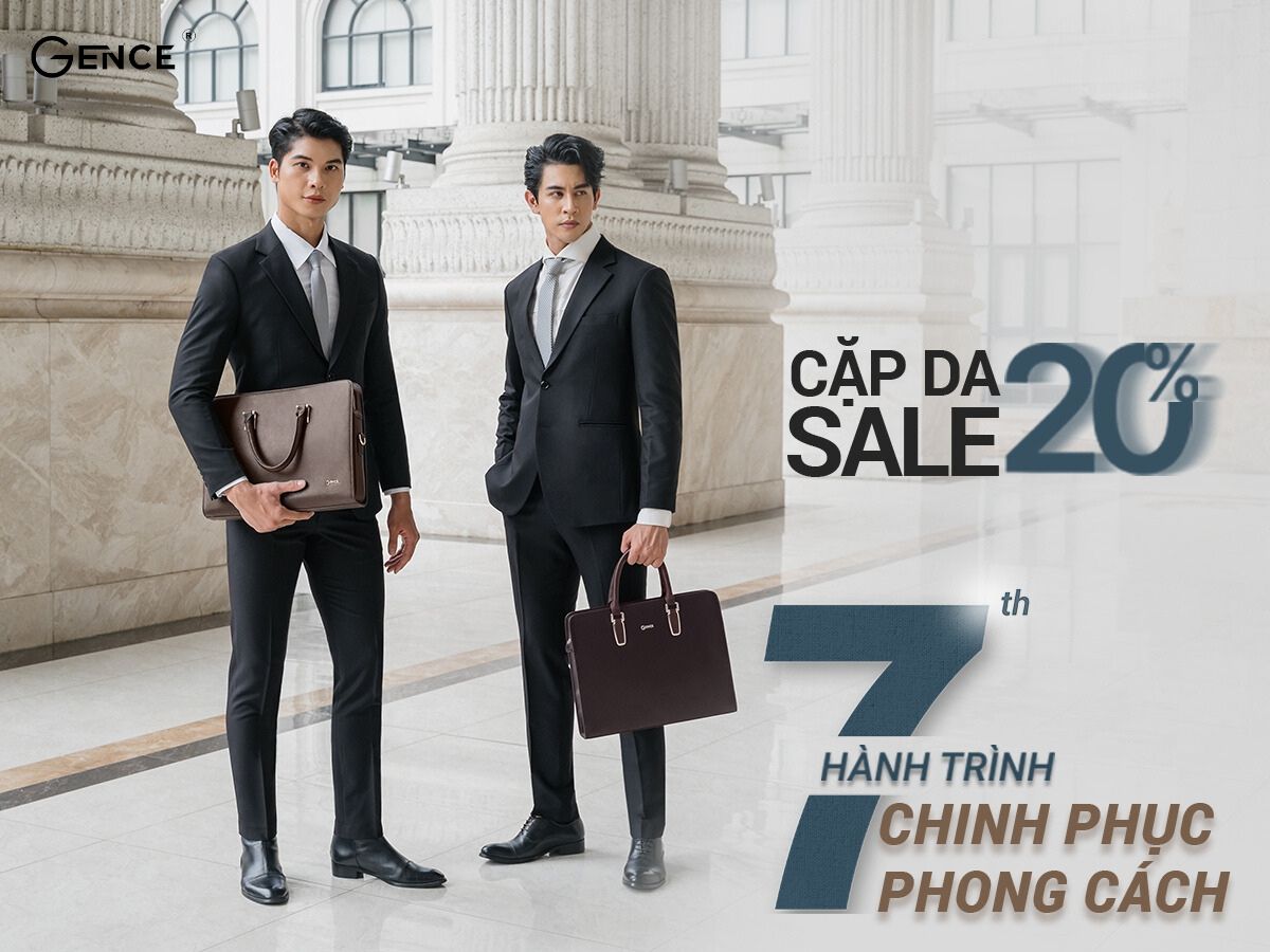 Sale 20% cho các mặt hàng cặp da bò nam Gence