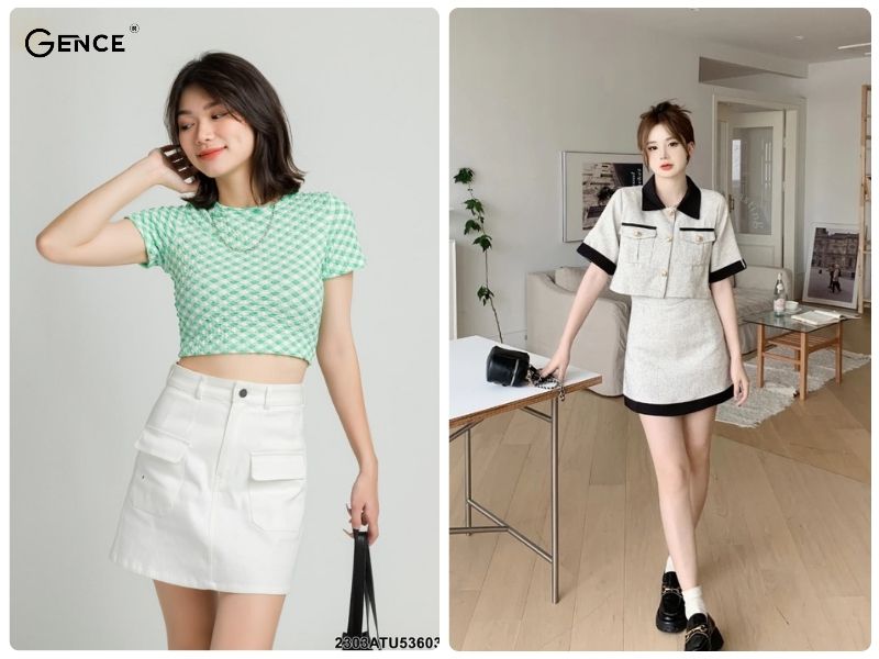 Áo croptop cá tính phối cùng chân váy chữ A