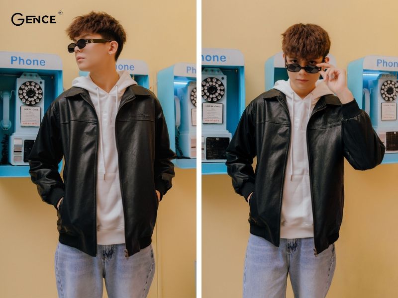 Áo hoodie và áo khoác da làm nổi vật vẻ nam tính