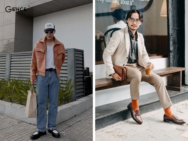 Áo khoác dạ mix với giày Loafer nam