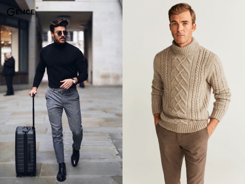 Áo len kết hợp với quần tây để tạo ấn tượng với đối phương