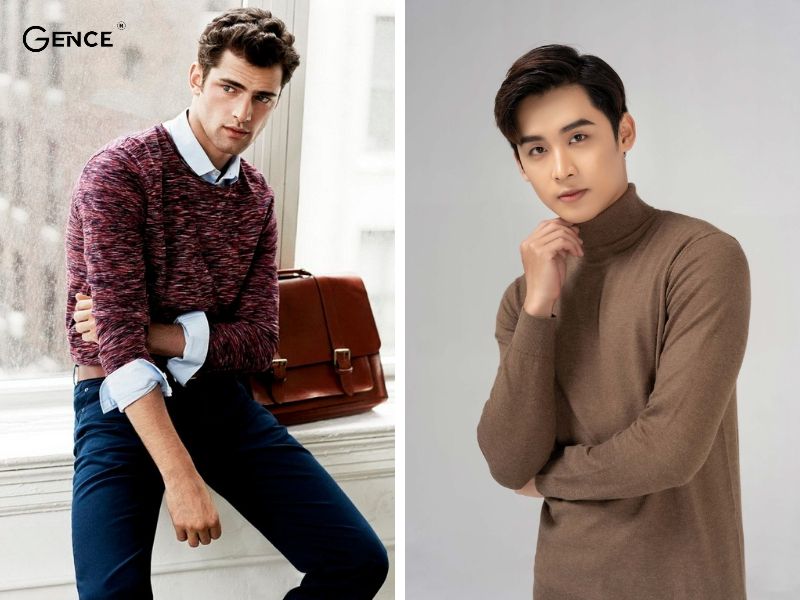 Áo len mix cùng áo sơ mi tạo phong cách độc lạ