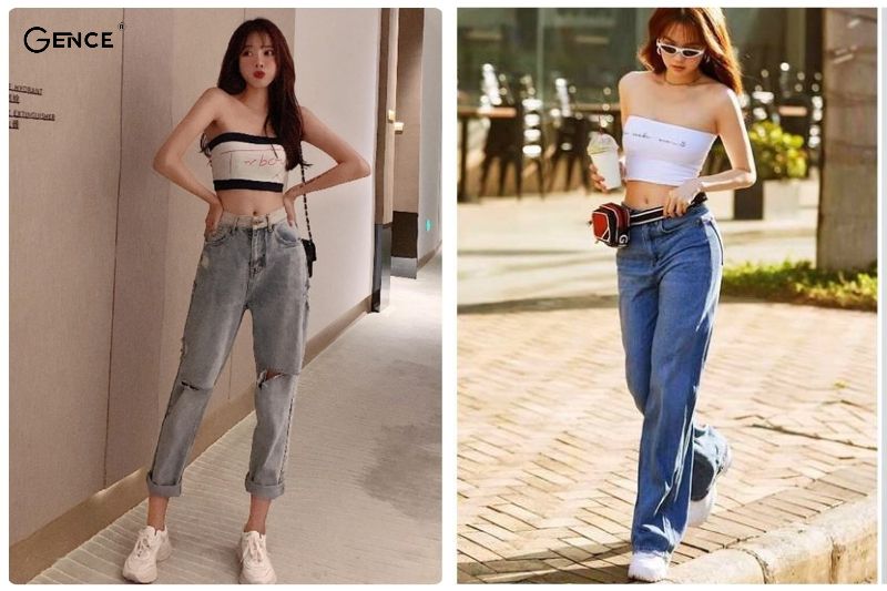 Áo ống quyến rũ mix cùng quần baggy jeans nữ