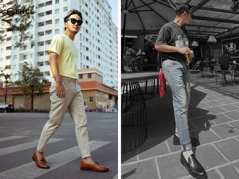 Áo phông với cách phối đồ với giày Loafer nam