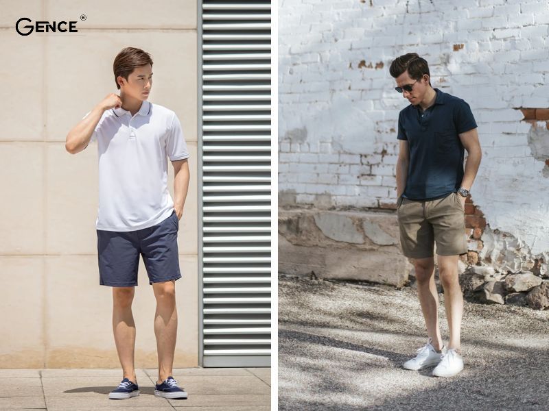 Áo polo mix cùng quần short nam