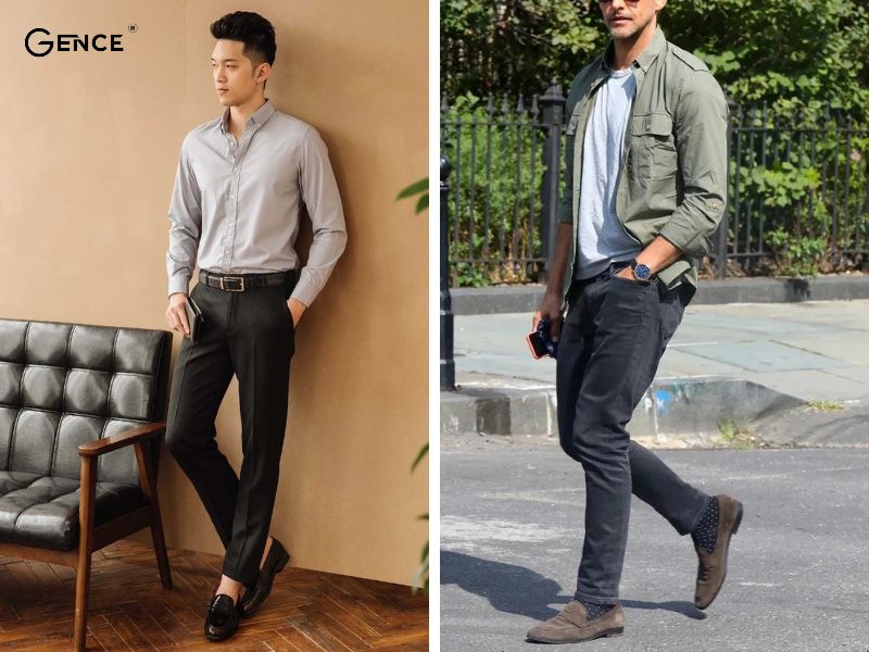 Áo sơ mi mix cùng giày Loafer nam