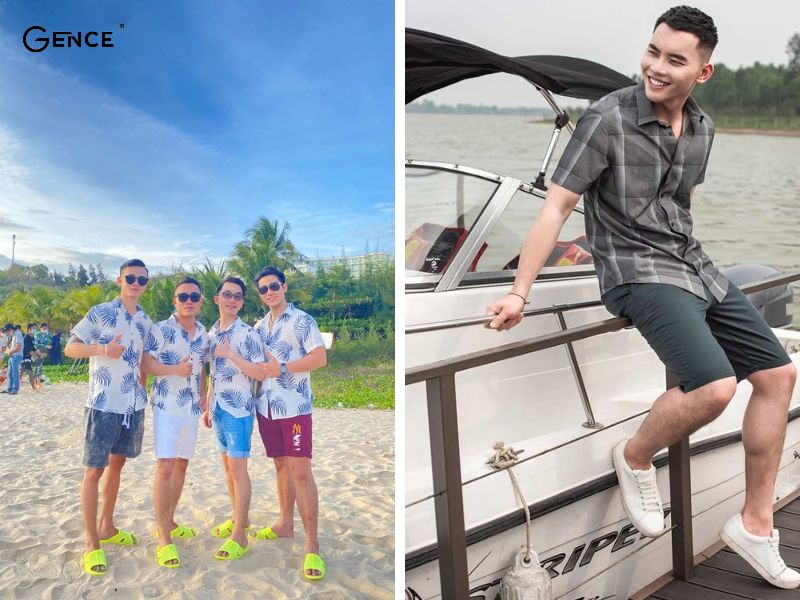 Áo sơ mi tay ngắn mix cùng quần đùi