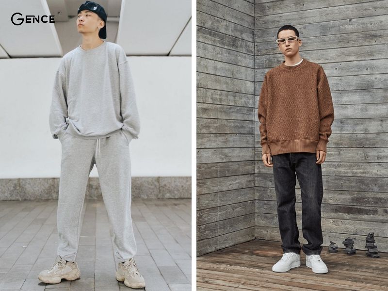 Áo sweater phối cùng giày trắng cho nam