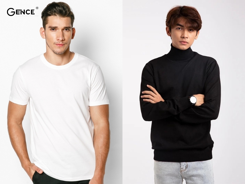 Áo thun cổ tròn hay cổ cao giúp phần cổ và ngực đầy đặn