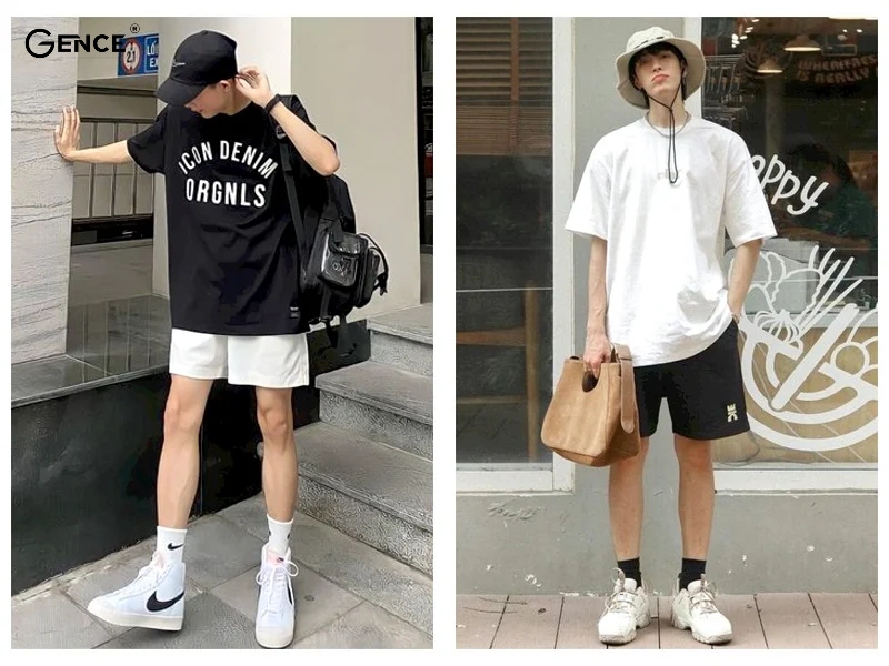 Áo thun kết hợp quần short là style nam Hàn Quốc nên thử